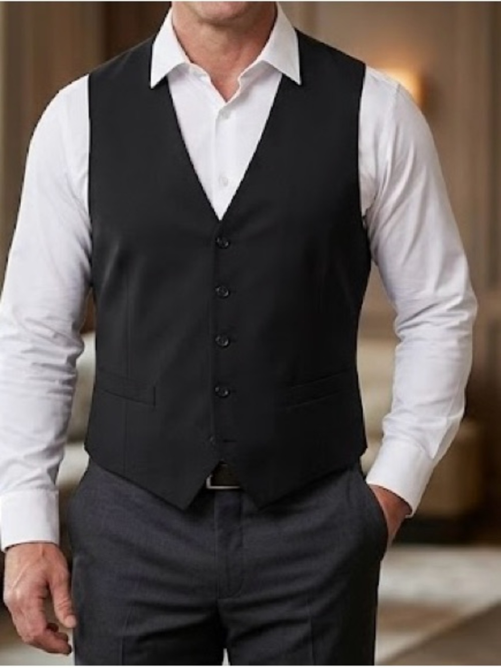 Calvin Klein Black Men's Tailored Dress Vest Size L